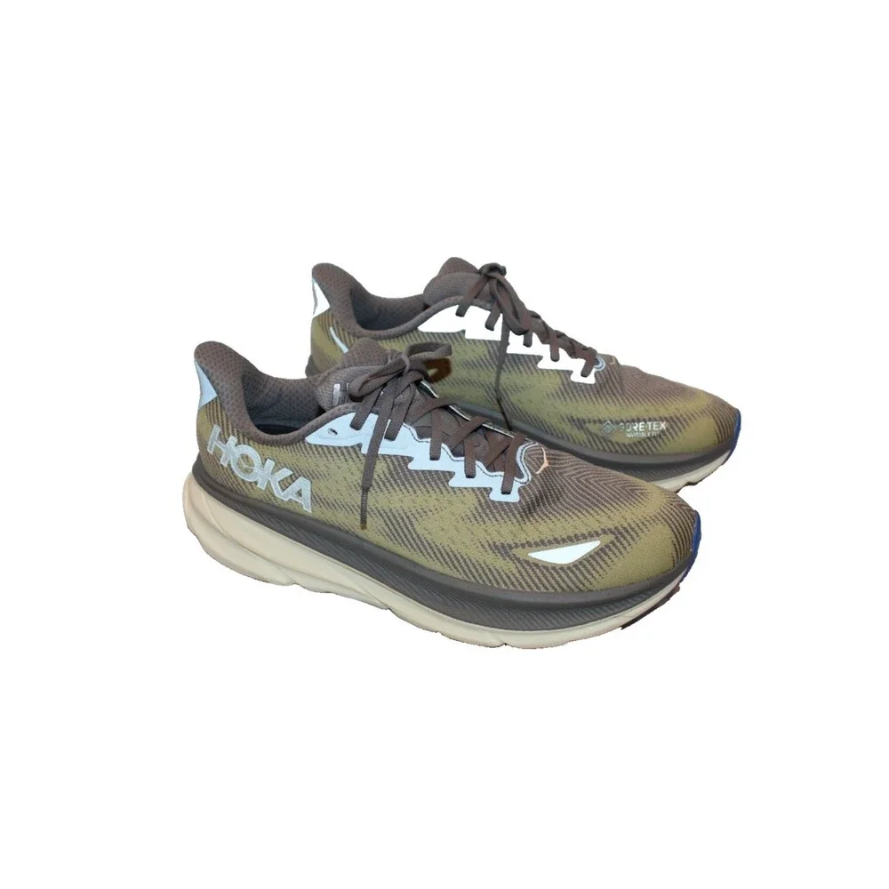HOKA ONE MEN'S CLIFTON 9 GTX GREEN RUNNING ATHLETIC SNEAKERS 11.5 NWOB